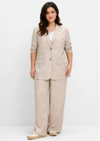 sheego Gro&szlig;e Gr&ouml;&szlig;en Blazer im Leinenmix, leicht tailliert, beige, Gr&ouml;&szlig;e 50 - Damen