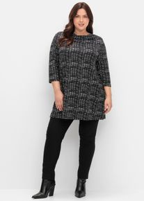 sheego Große Größen Longshirt mit Seitenschlitzen, schwarz-weiß, Größe 40/42 - Damen