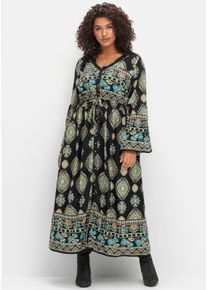 sheego by Joe Browns sheego Gro&szlig;e Gr&ouml;&szlig;en Maxikleid im Boho-Stil, schwarz-gemustert, Gr&ouml;&szlig;e 52 - Damen