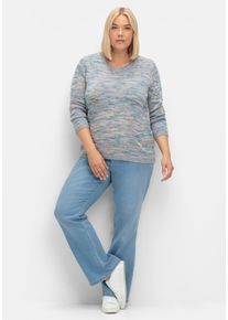 sheego Große Größen Langarm-Pullover aus Melange-Garn, mittelblau-flamingo-meliert, Größe 54 - Damen
