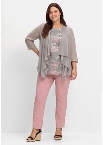 sheego Große Größen 2-in-1-Shirt mit Pailletten-Druck, grau, Größe 48 - Damen