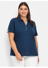 sheego Große Größen Poloshirt mit Kontrasten, dunkelblau, Größe 40 - Damen