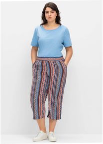 sheego Große Größen Culotte mit zwei Taschen, aqua-orange-gestreift + royalblau, Größe 56 - Damen