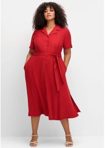 sheego by Joe Browns sheego Große Größen Hemdblusenkleid in Crêpe-Qualität, rot, Größe 46 - Damen