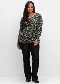 sheego Große Größen Langarmshirt, schwarz-schilf-bedruckt, Größe 54 - Damen