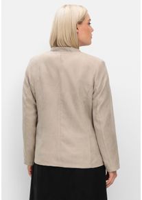 sheego Große Größen Blazer aus Veloursleder-Imitat, stein, Größe 44 - Damen