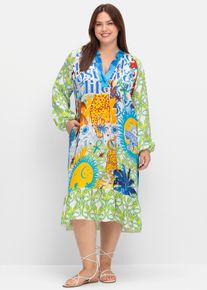sheego loves miss goodlife sheego Große Größen Druckkleid im Multicolor-Mustermix, gelb-gemustert, Größe 56 - Damen