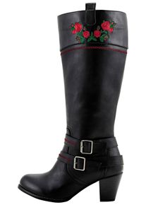 sheego by Joe Browns sheego Große Größen Cowboystiefel mit Blumenstickerei, schwarz, Größe 37 - Damen