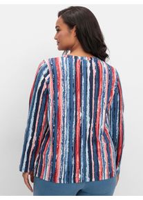 sheego Große Größen Langarmshirt mit Krempelärmel, marine-erdbeere-bedruckt, Größe 38 - Damen