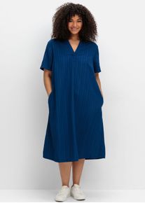 sheego Große Größen Polokleid mit Längsstruktur, blaubeere, Größe 42 - Damen