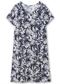 sheego Große Größen Jerseykleid in leicht ausgestellter Form, marine-ecru-bedruckt, Größe 50 - Damen