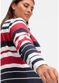 sheego Große Größen Streifenshirt aus Baumwolle, rot-marine-gestreift, Größe 56 - Damen