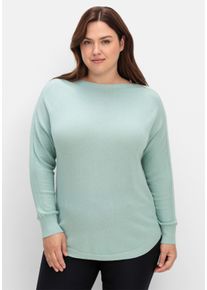sheego Große Größen Langarm-Pullover in Jersey-Strick, kalkmint, Größe 36 - Damen