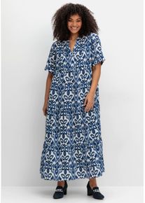 sheego Große Größen Maxikleid mit Stufenrock, ecru-gemustert, Größe 42 - Damen