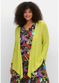 sheego by Joe Browns sheego Große Größen Strickjacke im Häkel-Look, mit Zipfelsaum, limone, Größe 52/54 - Damen