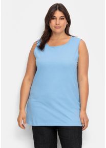 sheego Große Größen Longtop mit Seitenschlitzen, himmelblau, Größe 56 - Damen