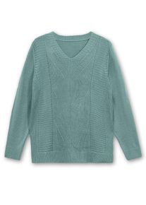 sheego Große Größen Langarm-Pullover mit Zopfmuster, jade, Größe 38 - Damen