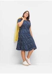 sheego Große Größen Sommerkleid mit Bindebändern, figurumspielend, marine-geblümt, Größe 25 - Damen