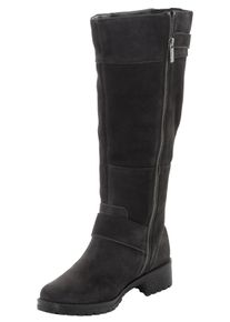 sheego Große Größen Weitschaftstiefel aus Leder mit Zierband, schwarz, Größe 43 - Damen