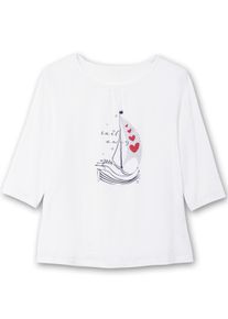 sheego Große Größen 3/4-Arm-Shirt aus reiner Baumwolle, ecru-marine, Größe 46 - Damen