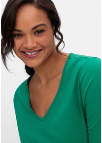 sheego Große Größen 3/4-Arm-Shirt mit V-Ausschnitt, grün, Größe 46 - Damen