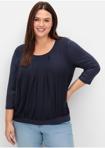 sheego Große Größen Blusenshirt aus Chiffon, tiefblau, Größe 48/50 - Damen