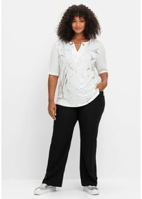 sheego Große Größen Print-Shirt mit Seitenschlitzen, ecru, Größe 50 - Damen