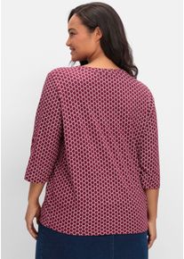 sheego Große Größen 3/4-Arm-Shirt mit krempelbaren Ärmeln, bordeaux-bedruckt, Größe 50 - Damen