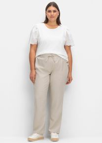 sheego Große Größen Hose in Leinen-Optik, beige, Größe 42 - Damen