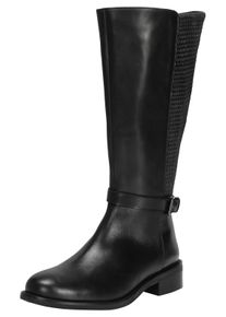 sheego Gro&szlig;e Gr&ouml;&szlig;en Weitschaftstiefel aus Leder, mit Zierschnalle, schwarz, Gr&ouml;&szlig;e 42 - Damen