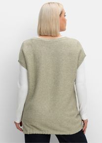sheego Große Größen Pullunder mit weitenregulierbarem Saum, khaki-meliert, Größe 50 - Damen