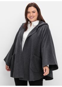 sheego Große Größen Cape mit Kapuze, anthrazit meliert, Größe 2 - Damen