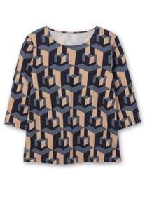 sheego Große Größen 3/4-Arm-Shirt mit grafischem Print, marine-camel-bedruckt, Größe 44 - Damen