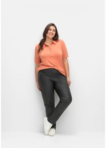 sheego Große Größen 5-Pocket-Hose in Leder-Optik, anthrazit, Größe 50 - Damen