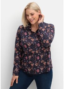 sheego Große Größen Print-Shirt mit Hemdkragen, marine-rosenquarz-bedruckt, Größe 44 - Damen