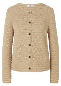 Peter Hahn - Strickjacke mit Rundhals-­Ausschnitt, beige, Gr. 44 / L - Baumwolle