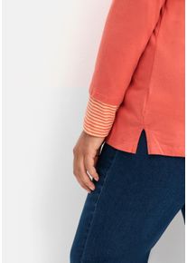 sheego Große Größen Langarmshirt mit garngefärbten Streifen, terrakotta, Größe 54 - Damen