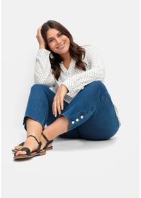 sheego Große Größen 7/8-Jeans mit seitlichen Zierknöpfen, blue-stone-washed, Größe 23 - Damen