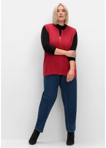 sheego Große Größen Strickweste mit durchgehendem Reißverschluss, rot, Größe 46 - Damen