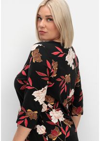 sheego Große Größen Print-Shirt mit floralem Muster, dunkelrot-ocker-bedruckt, Größe 44 - Damen