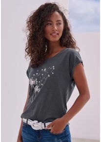 Vivance T-Shirt 'mit Frontdruck "Pusteblume"' blau Gr. 32/34 für Damen. Rundhals und Print. Bequem. Nachhaltig.