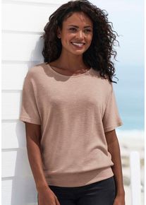 Vivance Kurzarmshirt 'mit breitem Bund' beige Gr. 32/34 für Damen. Mit Rundhals. Bequem. Nachhaltig.