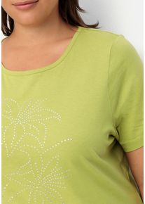 sheego Große Größen Kurzarmshirt mit Steinchen verziert, kiwi, Größe 42 - Damen