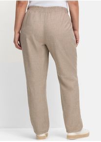 sheego Große Größen Hose in Leinen-Optik, taupe, Größe 19 - Damen