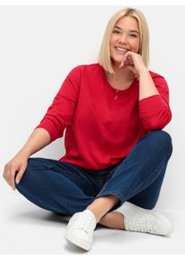 sheego Große Größen Langarmshirt mit elastischem Saum, rot, Größe 48 - Damen