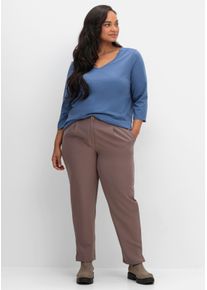 sheego Große Größen 3/4-Arm-Shirt mit V-Ausschnitt, jeansblau, Größe 52 - Damen