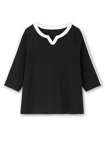 sheego Große Größen 3/4-Arm-Shirt mit kontrastfarbenen Details, schwarz-weiß, Größe 52 - Damen