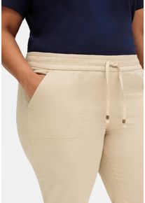 sheego Große Größen Schlupfjeans mit gesmoktem Bund, sand, Größe 52 - Damen