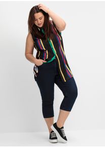 sheego Große Größen 3/4-Jeans mit Zier-Schnürungen, dark blue-denim, Größe 56 - Damen