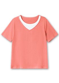 sheego Große Größen Kurzarmshirt mit Ziersteinchen, koralle, Größe 40 - Damen
